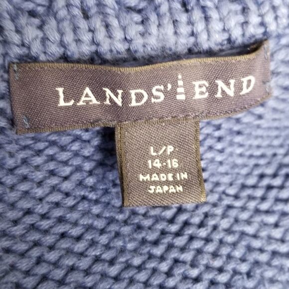 Lands' End Women's Blue Button Up Sweater - Picture 7 of 8